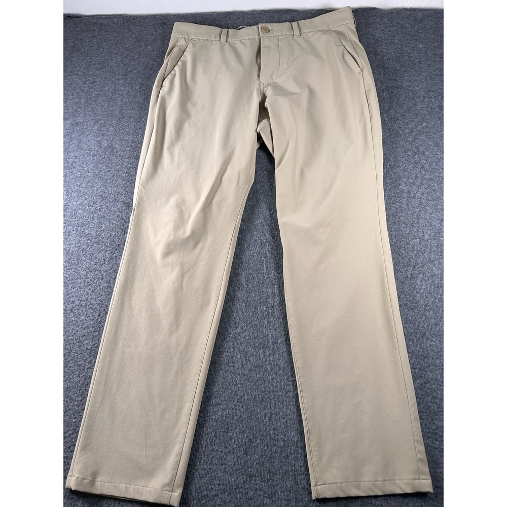 Mizzen+Main Pants Mens 38x30 Beige‎ Helmsman Slim Chino Stretch Casual Golf